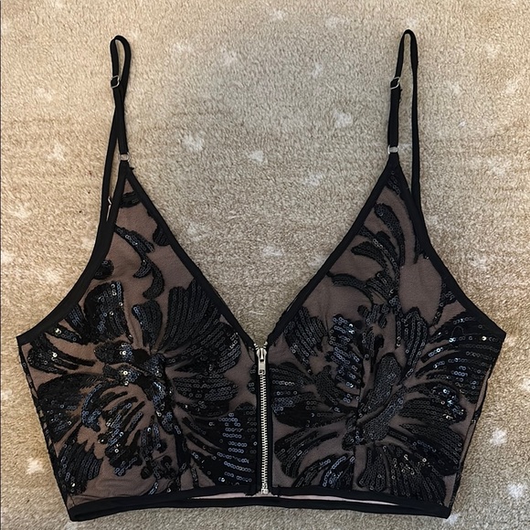 Windsor Black Sequin Crop Size S - Picture 2 of 4